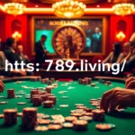 Experience high-stakes poker at 789f.living/ with chips and cards in a vibrant casino atmosphere.